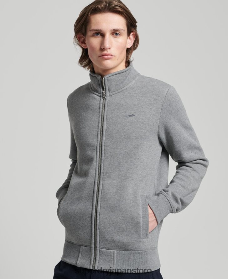 オーガニックコットンのヴィンテージロゴ刺繍入りトラックトップ 男性 Superdry 衣類 グレー 2J62PZ843