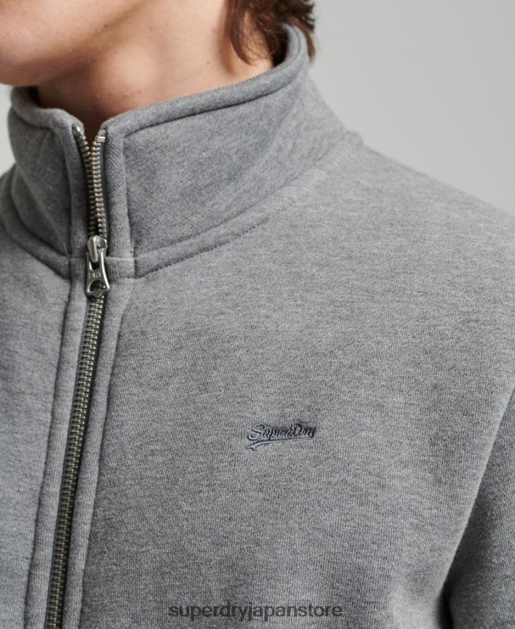 オーガニックコットンのヴィンテージロゴ刺繍入りトラックトップ 男性 Superdry 衣類 グレー 2J62PZ843