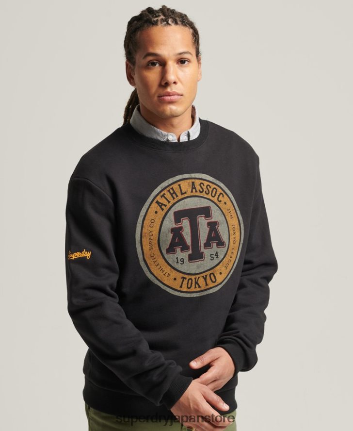 ヴィンテージ カレッジ クルー スウェットシャツ 男性 Superdry 衣類 黒 2J62PZ845