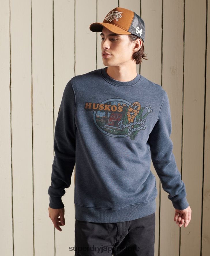 ヘリテージ マウンテン クルー スウェットシャツ 男性 Superdry 衣類 海軍 2J62PZ846