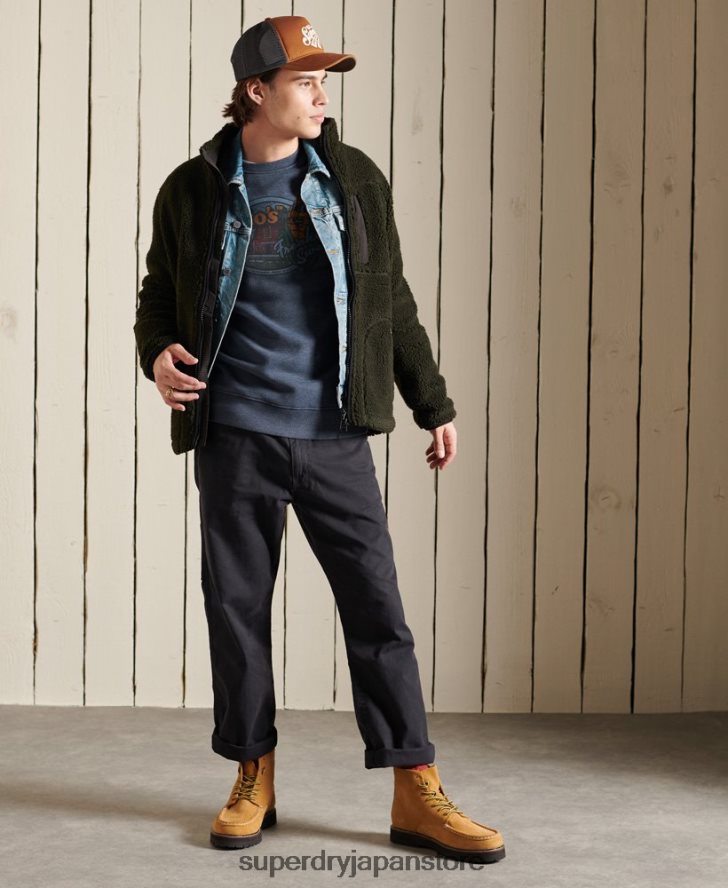 ヘリテージ マウンテン クルー スウェットシャツ 男性 Superdry 衣類 海軍 2J62PZ846