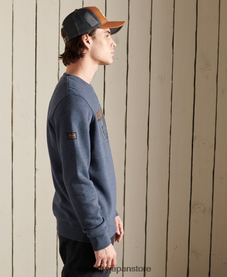 ヘリテージ マウンテン クルー スウェットシャツ 男性 Superdry 衣類 海軍 2J62PZ846