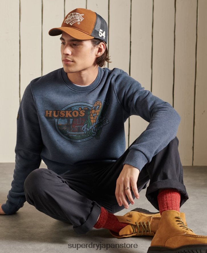 ヘリテージ マウンテン クルー スウェットシャツ 男性 Superdry 衣類 海軍 2J62PZ846