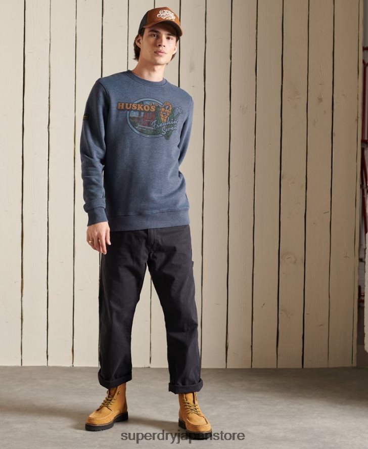 ヘリテージ マウンテン クルー スウェットシャツ 男性 Superdry 衣類 海軍 2J62PZ846
