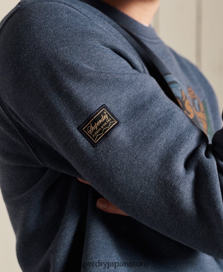 ヘリテージ マウンテン クルー スウェットシャツ 男性 Superdry 衣類 海軍 2J62PZ846