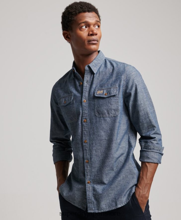 シャンブレートレイルズマンシャツ 男性 Superdry 衣類 青 2J62PZ84