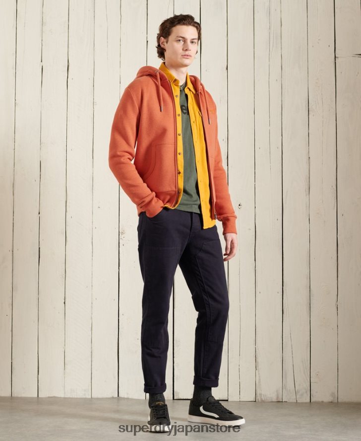 オレンジレーベル クラシックジップパーカー 男性 Superdry 衣類 オレンジ 2J62PZ852
