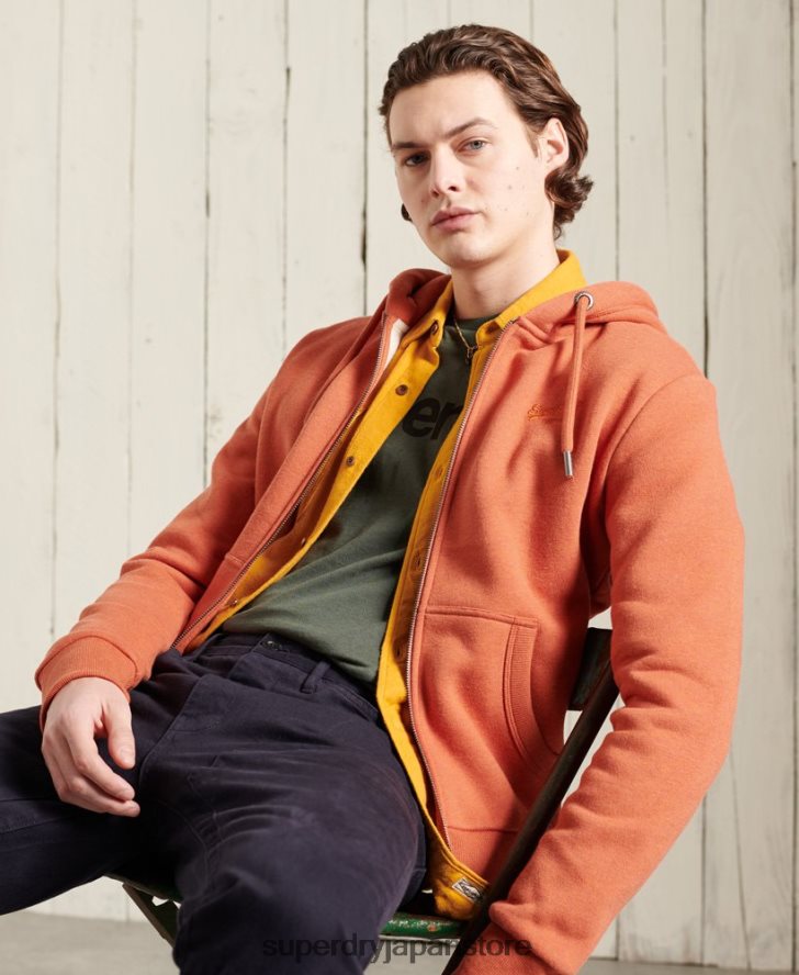 オレンジレーベル クラシックジップパーカー 男性 Superdry 衣類 オレンジ 2J62PZ852