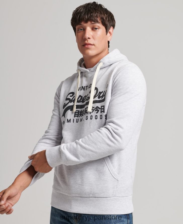 ヴィンテージロゴ ヘリテージパーカー 男性 Superdry 衣類 ライトグレー 2J62PZ853
