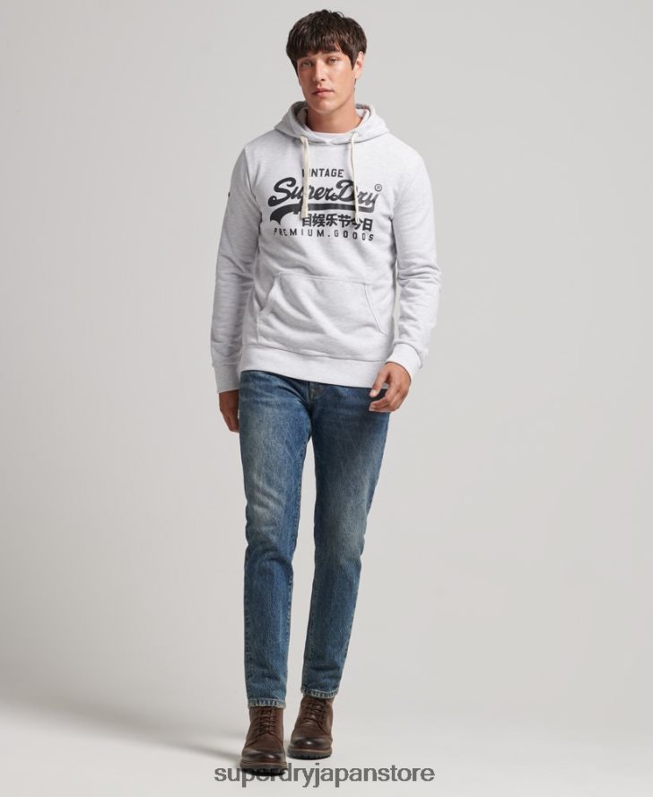 ヴィンテージロゴ ヘリテージパーカー 男性 Superdry 衣類 ライトグレー 2J62PZ853