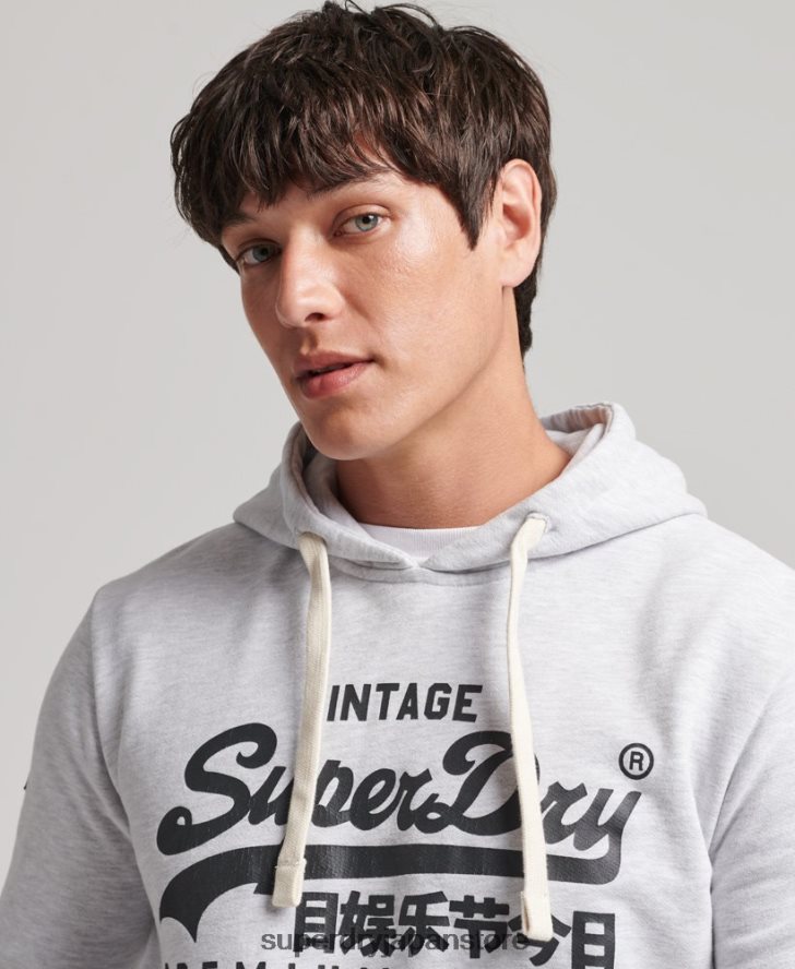 ヴィンテージロゴ ヘリテージパーカー 男性 Superdry 衣類 ライトグレー 2J62PZ853