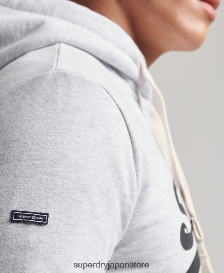 ヴィンテージロゴ ヘリテージパーカー 男性 Superdry 衣類 ライトグレー 2J62PZ853