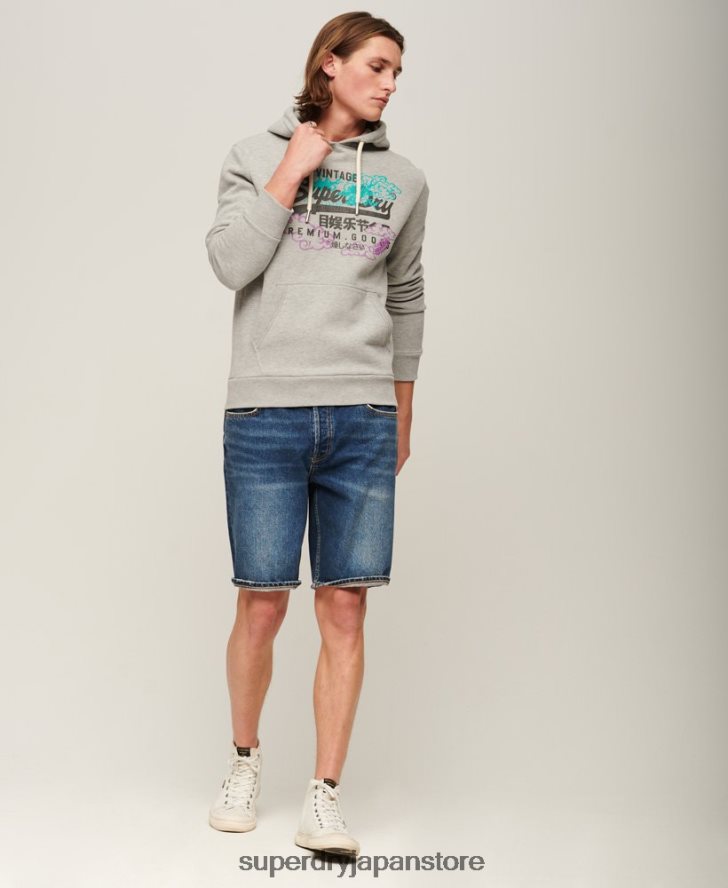 ヴィンテージロゴナラティブパーカー 男性 Superdry 衣類 グレー 2J62PZ855