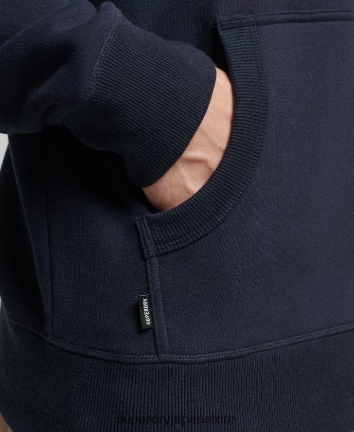 オーガニックコットンのヴィンテージロゴ刺繍パーカー 男性 Superdry 衣類 海軍 2J62PZ856