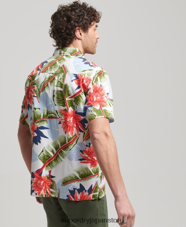 半袖アロハシャツ 男性 Superdry 衣類 白 2J62PZ85