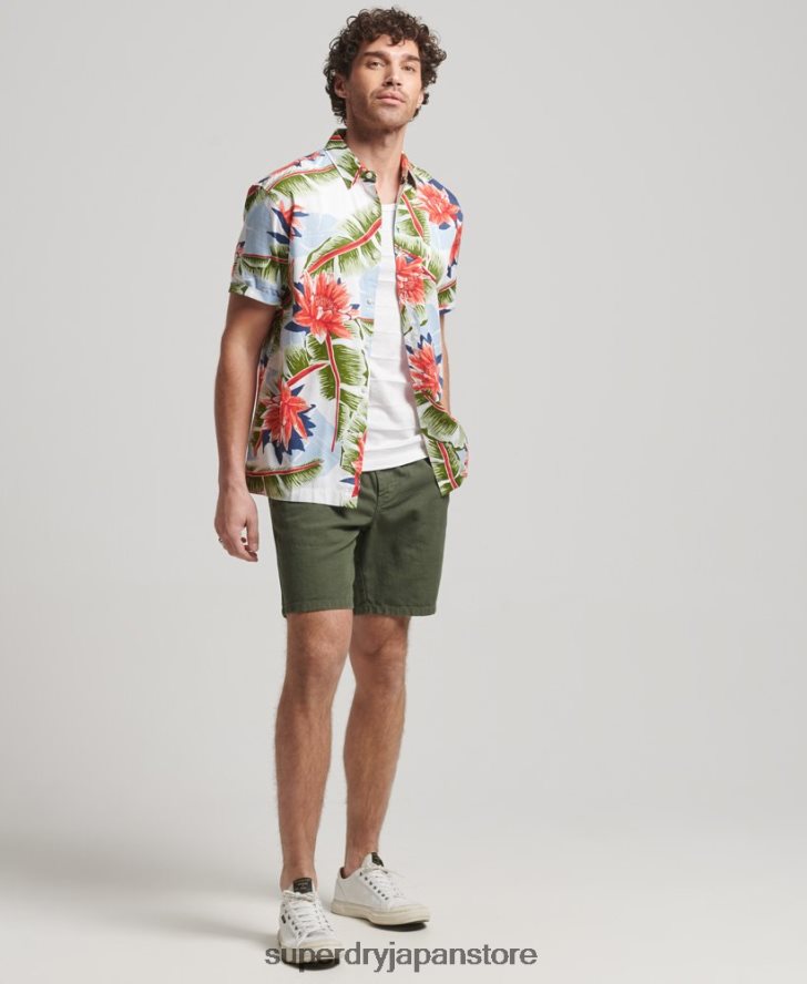 半袖アロハシャツ 男性 Superdry 衣類 白 2J62PZ85