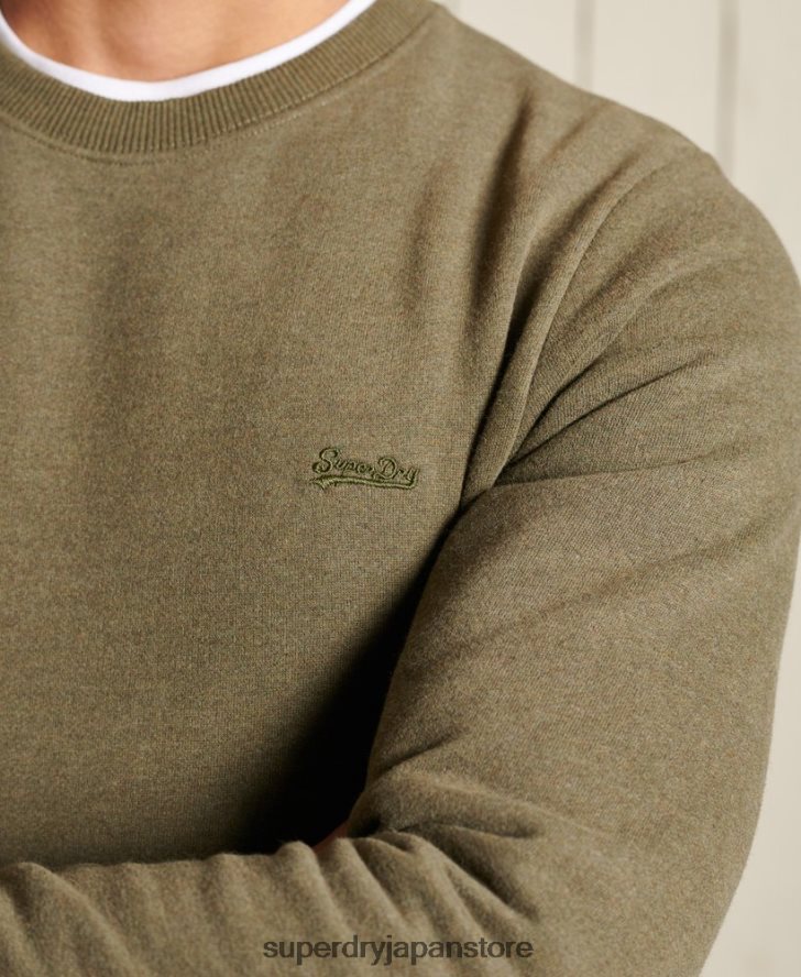 オーガニックコットン ヴィンテージロゴ クルースウェットシャツ 男性 Superdry 衣類 カーキ 2J62PZ865