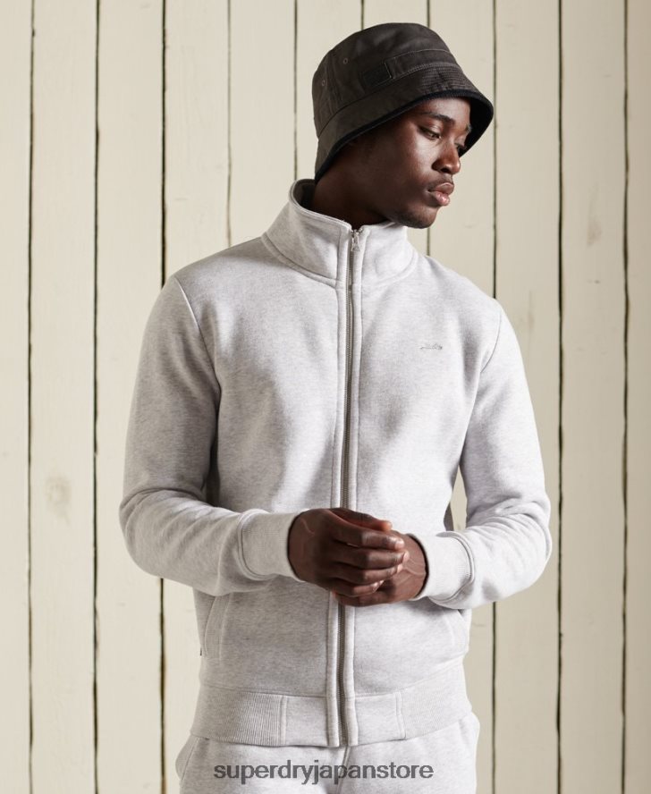 オーガニックコットン ヴィンテージロゴ ジップトラックトップ 男性 Superdry 衣類 ライトグレー 2J62PZ869