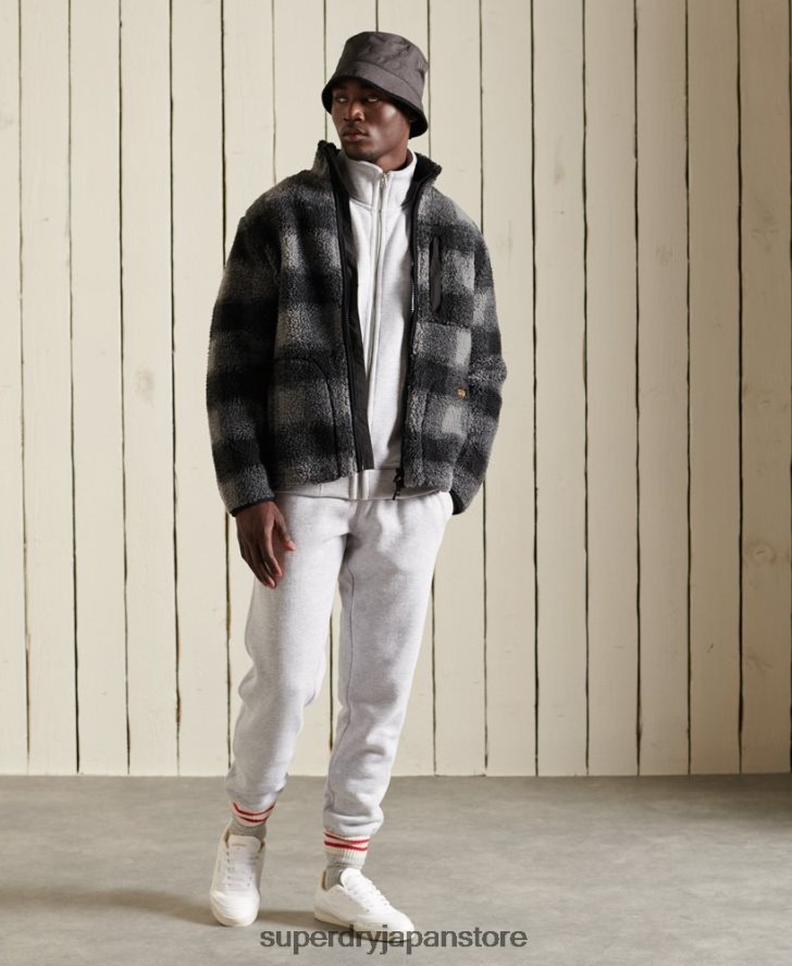 オーガニックコットン ヴィンテージロゴ ジップトラックトップ 男性 Superdry 衣類 ライトグレー 2J62PZ869
