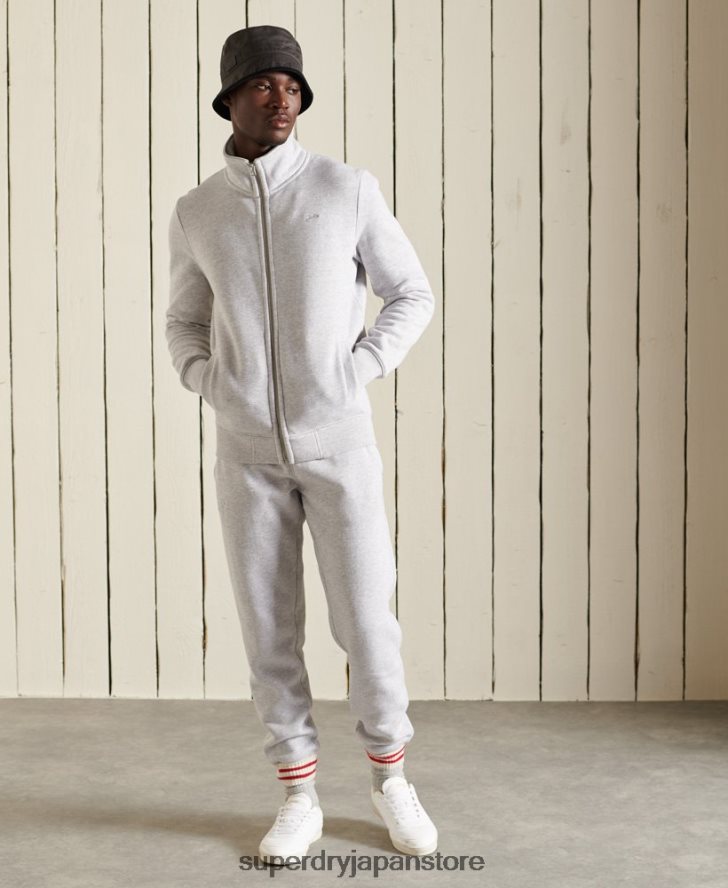オーガニックコットン ヴィンテージロゴ ジップトラックトップ 男性 Superdry 衣類 ライトグレー 2J62PZ869