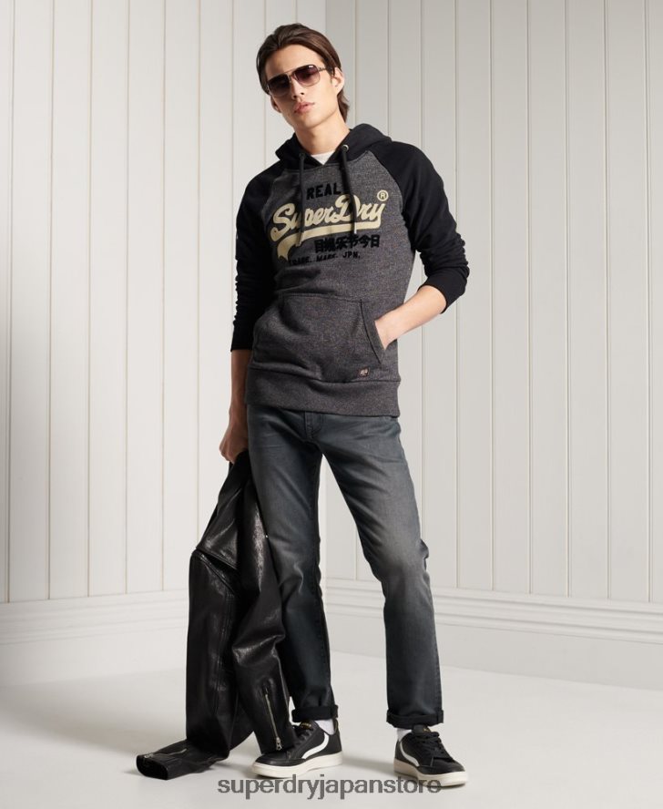 ヴィンテージロゴデュオラグランループバックパーカー 男性 Superdry 衣類 濃い灰色 2J62PZ873