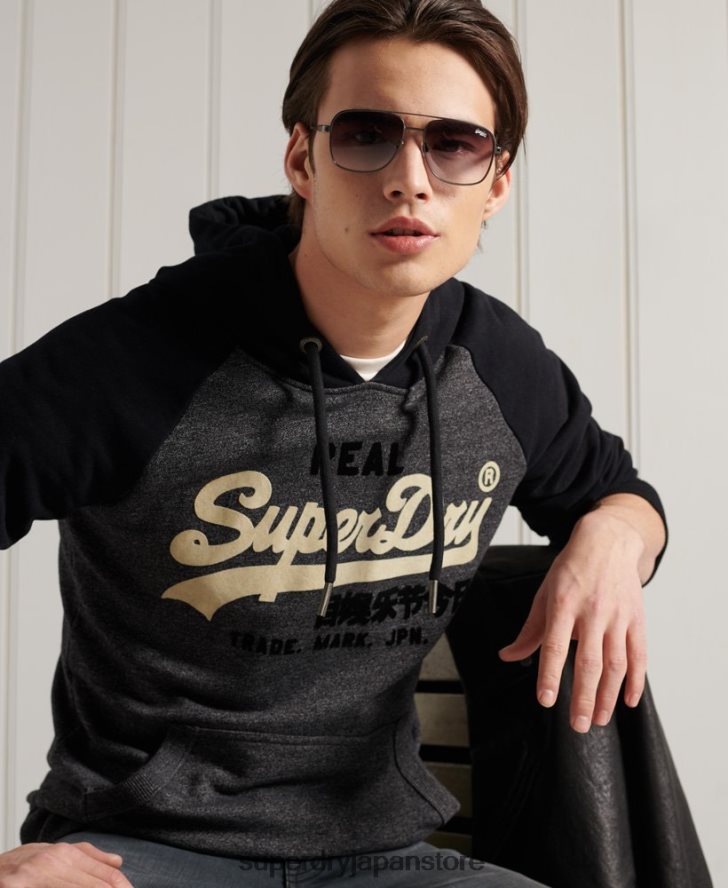 ヴィンテージロゴデュオラグランループバックパーカー 男性 Superdry 衣類 濃い灰色 2J62PZ873