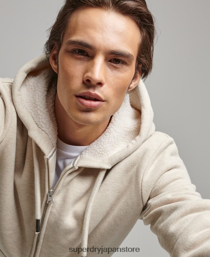 エッセンシャルボーグ裏地付きジップパーカー 男性 Superdry 衣類 クリーム 2J62PZ878