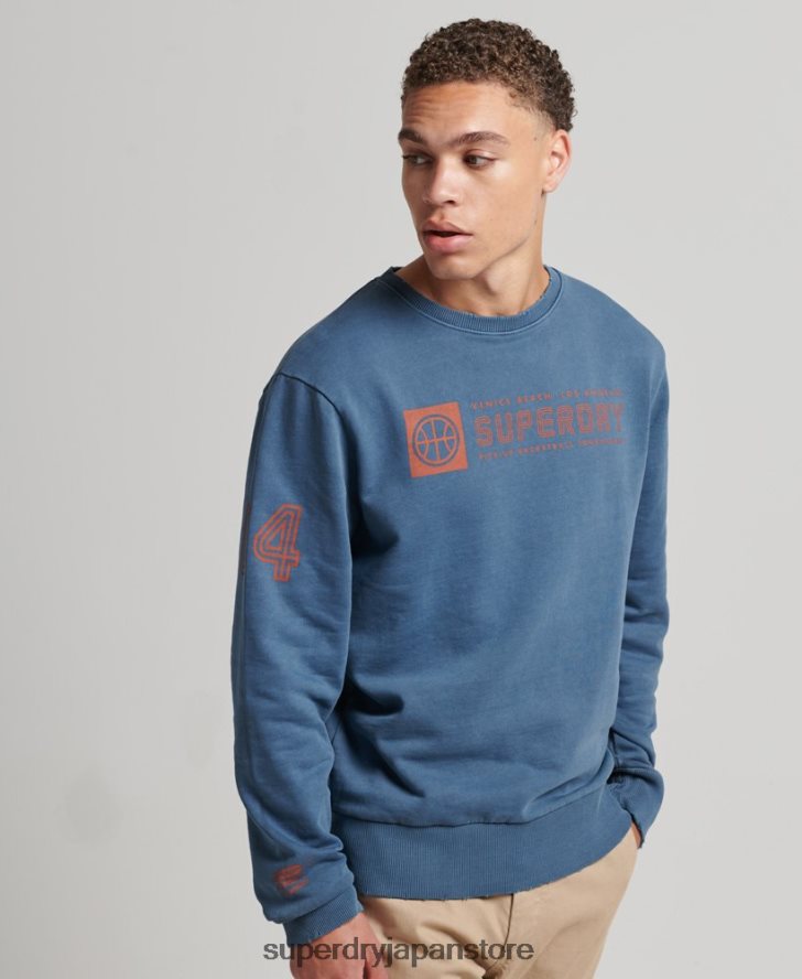 アスレチッククラブクルースウェットシャツ 男性 Superdry 衣類 海軍 2J62PZ881
