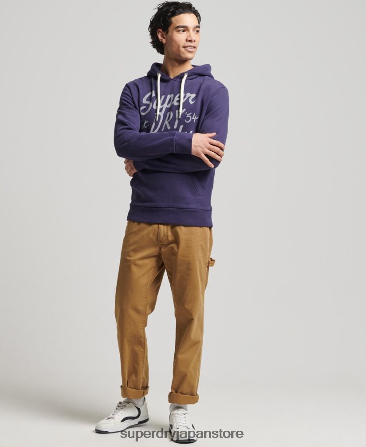 ヴィンテージスクリプトスタイルのパーカー 男性 Superdry 衣類 海軍 2J62PZ882
