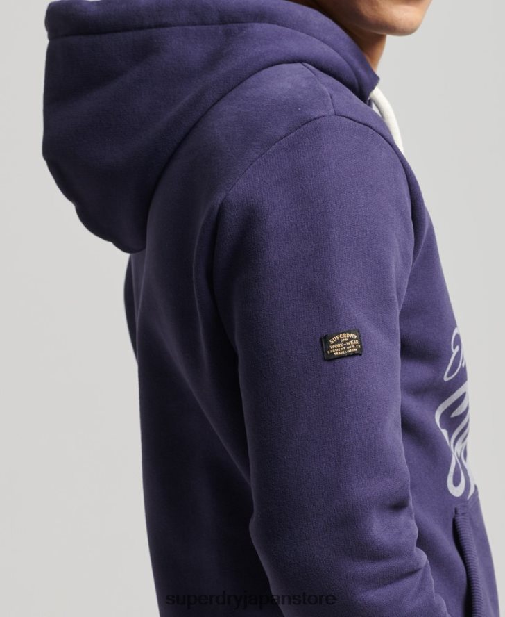 ヴィンテージスクリプトスタイルのパーカー 男性 Superdry 衣類 海軍 2J62PZ882