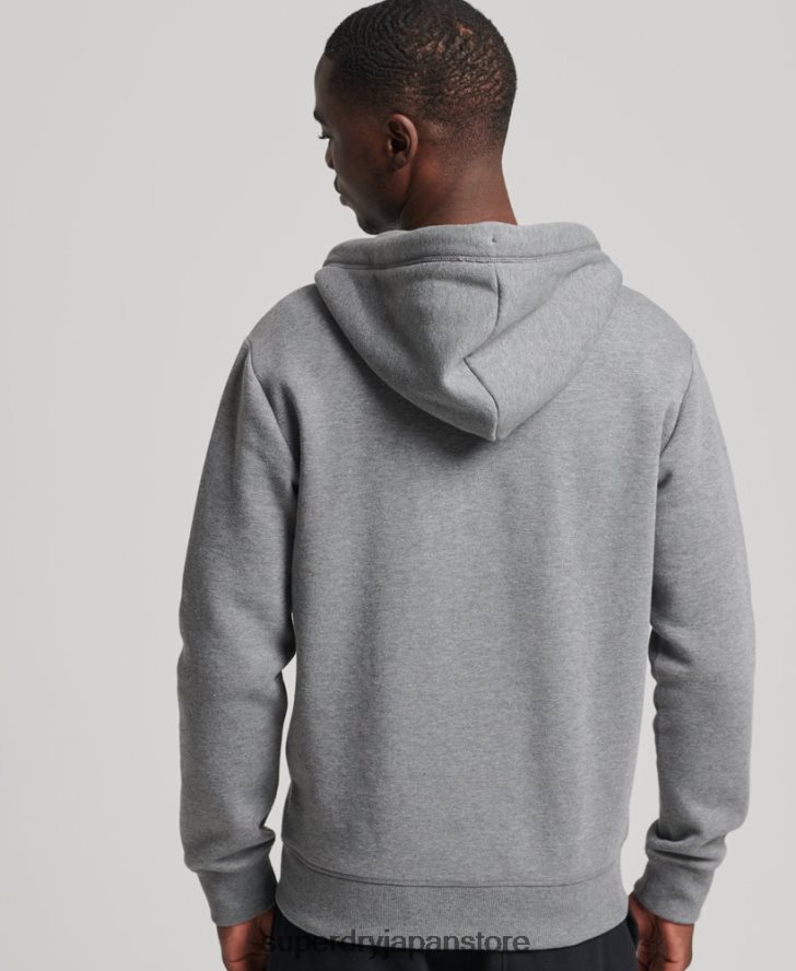 オーガニックコットン ヴィンテージロゴ刺繍ジップパーカー 男性 Superdry 衣類 グレー 2J62PZ885