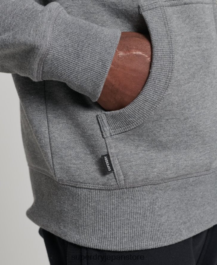 オーガニックコットン ヴィンテージロゴ刺繍ジップパーカー 男性 Superdry 衣類 グレー 2J62PZ885