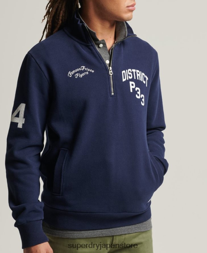ヴィンテージ アスレチック ヘンリー スウェットシャツ 男性 Superdry 衣類 海軍 2J62PZ886