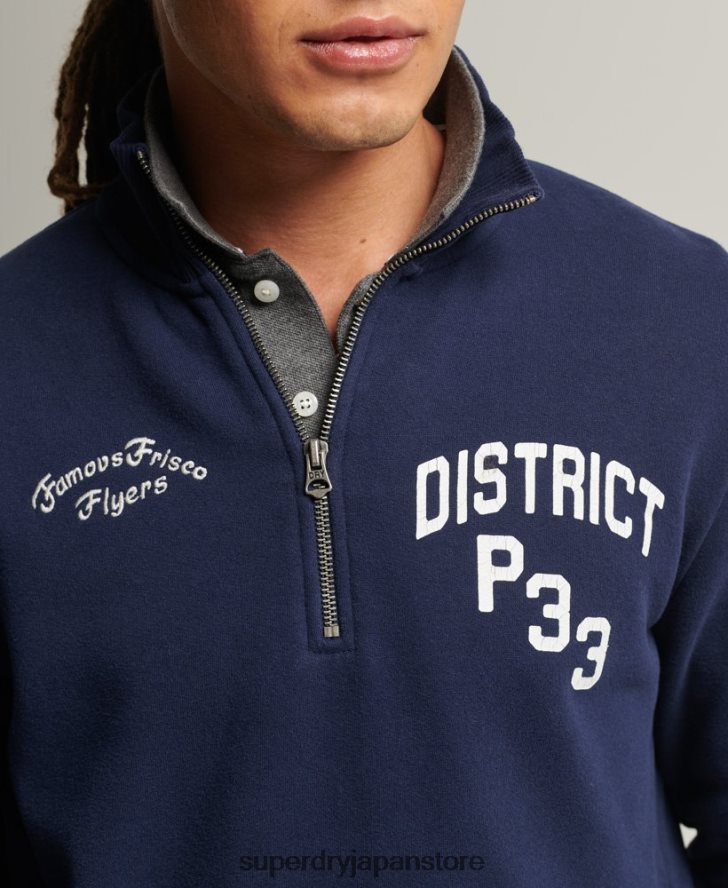 ヴィンテージ アスレチック ヘンリー スウェットシャツ 男性 Superdry 衣類 海軍 2J62PZ886