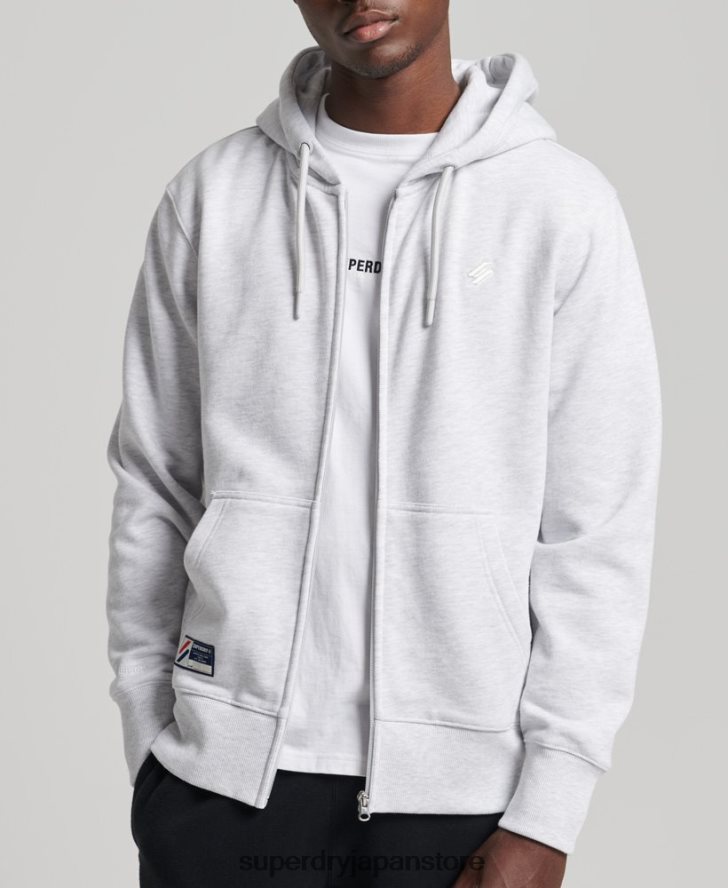 コードエッセンシャルジップパーカー 男性 Superdry 衣類 ライトグレー 2J62PZ887