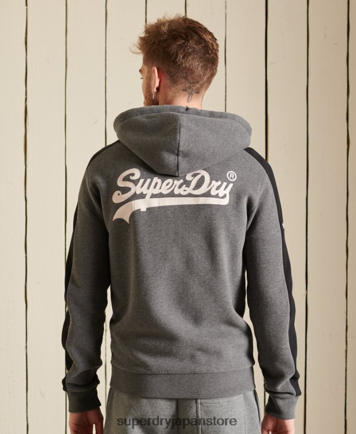 ヴィンテージロゴカラーブロックジップパーカー 男性 Superdry 衣類 グレー 2J62PZ891