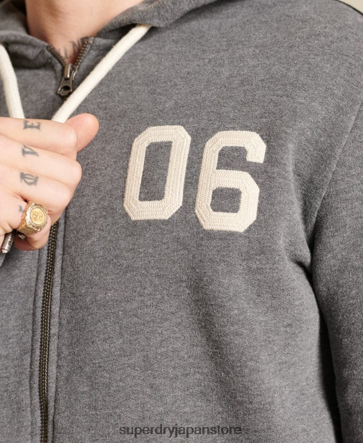 ヴィンテージロゴカラーブロックジップパーカー 男性 Superdry 衣類 グレー 2J62PZ891