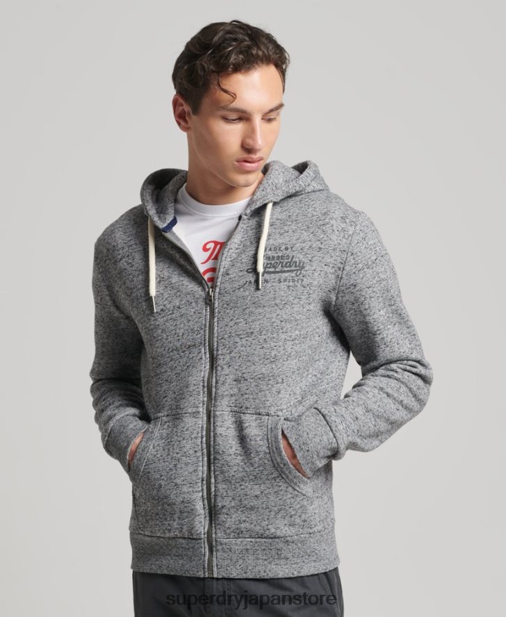 スクリプトスタイルカレッジジップパーカー 男性 Superdry 衣類 ライトグレー 2J62PZ892