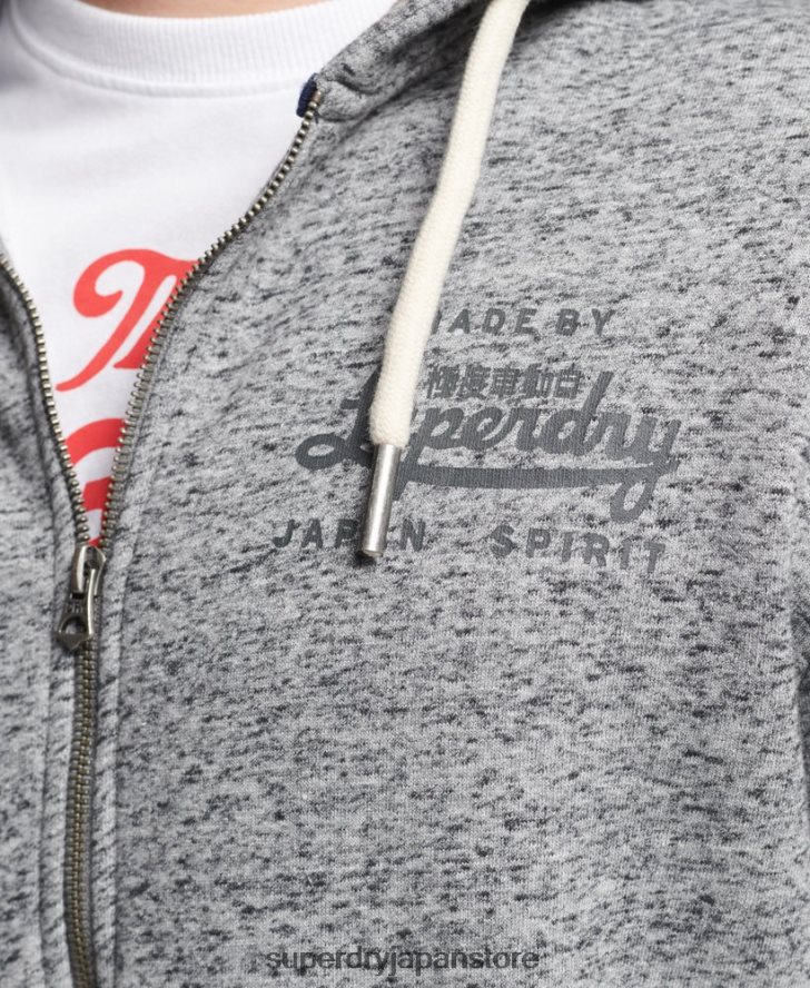 スクリプトスタイルカレッジジップパーカー 男性 Superdry 衣類 ライトグレー 2J62PZ892