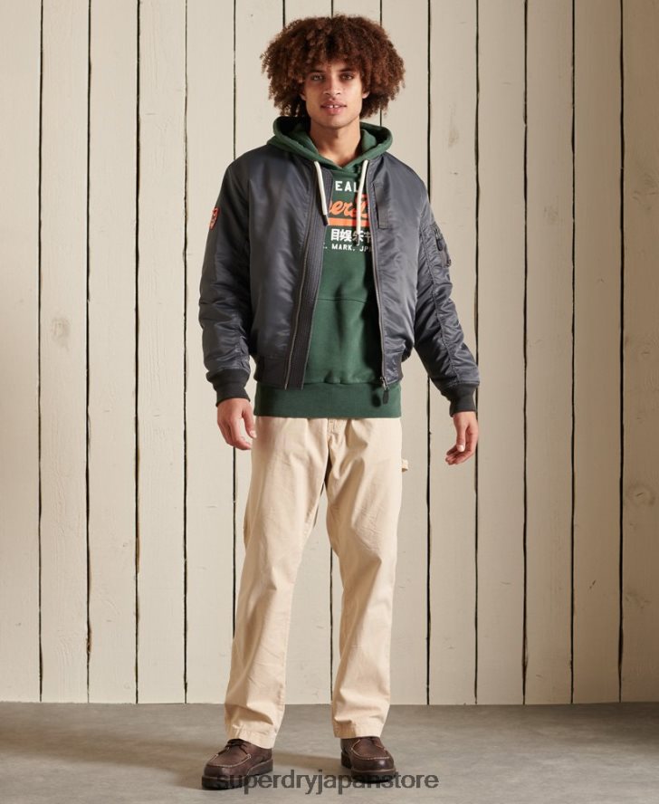 ヴィンテージロゴアメリカンクラシック無起毛パーカー 男性 Superdry 衣類 緑 2J62PZ893