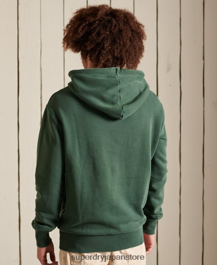 ヴィンテージロゴアメリカンクラシック無起毛パーカー 男性 Superdry 衣類 緑 2J62PZ893