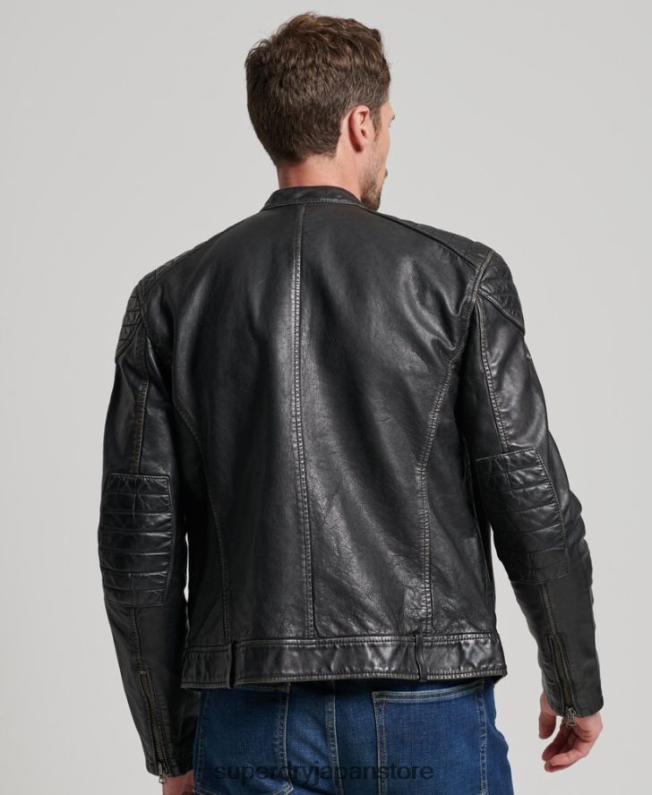 ヘリテージレザーモトレーサージャケット 男性 Superdry 衣類 黒 2J62PZ906