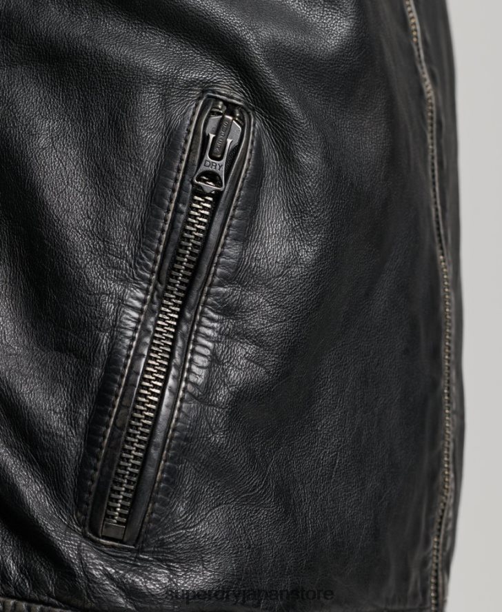 ヘリテージレザーモトレーサージャケット 男性 Superdry 衣類 黒 2J62PZ906