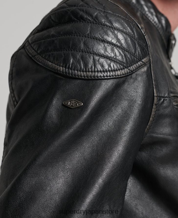 ヘリテージレザーモトレーサージャケット 男性 Superdry 衣類 黒 2J62PZ906