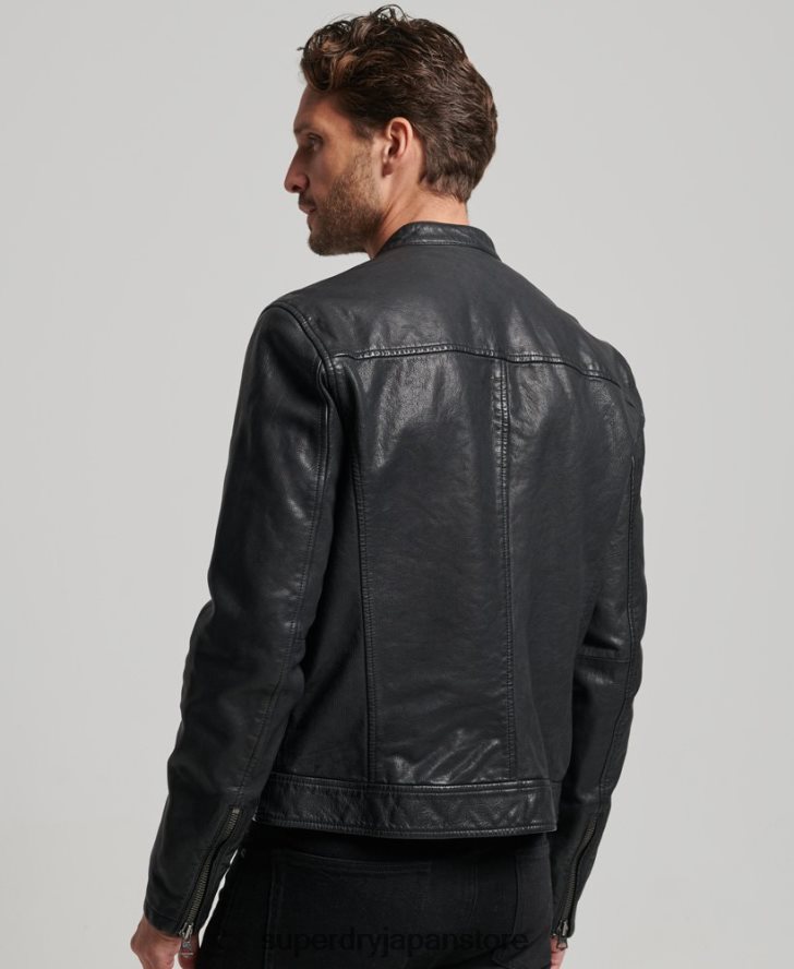 ヘリテージレザースポーツレーサージャケット 男性 Superdry 衣類 黒 2J62PZ909