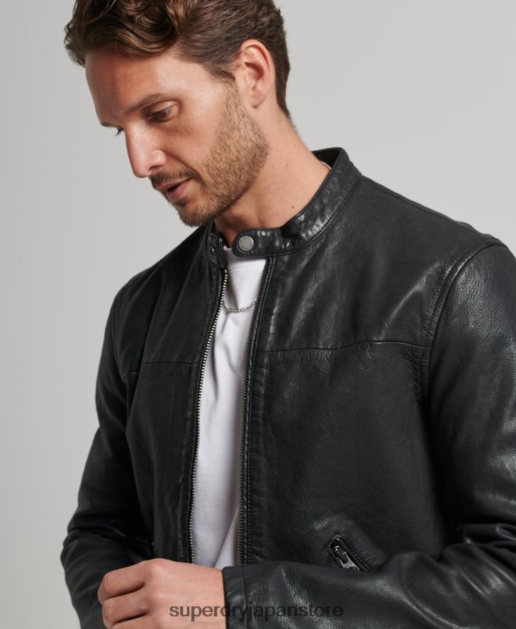 ヘリテージレザースポーツレーサージャケット 男性 Superdry 衣類 黒 2J62PZ909