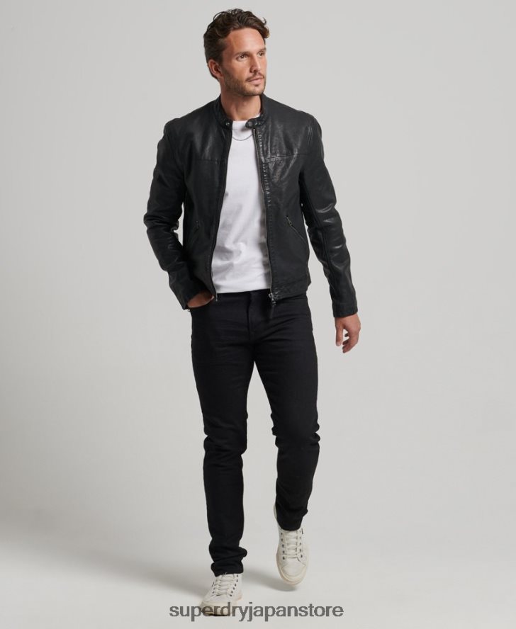 ヘリテージレザースポーツレーサージャケット 男性 Superdry 衣類 黒 2J62PZ909
