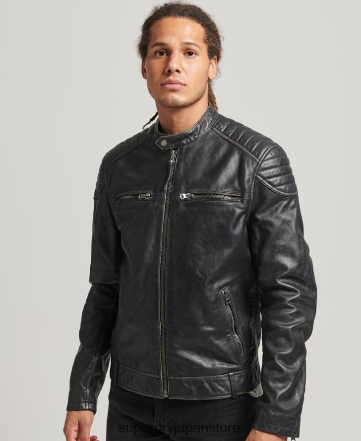 レザーモトレーサージャケット 男性 Superdry 衣類 黒 2J62PZ920