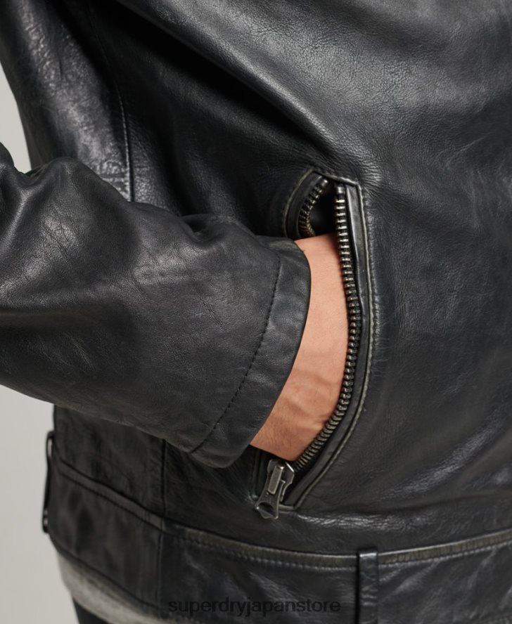 レザーモトレーサージャケット 男性 Superdry 衣類 黒 2J62PZ920