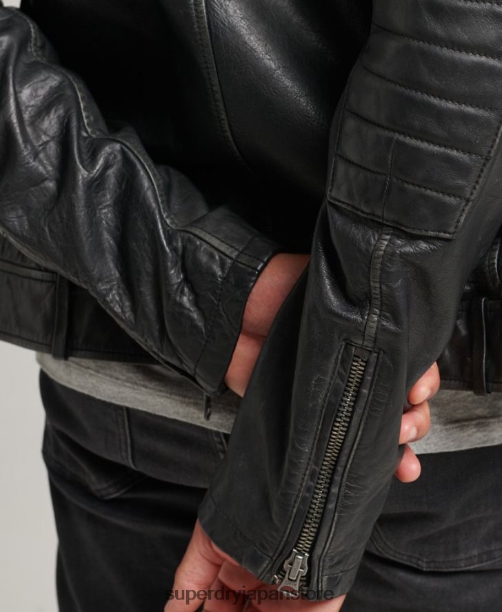 レザーモトレーサージャケット 男性 Superdry 衣類 黒 2J62PZ920